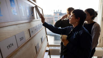 Visitors by a time line