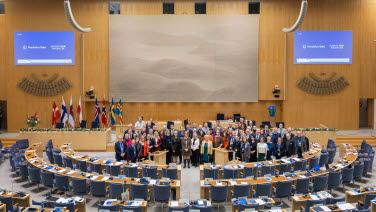 Gruppbild på deltagarna under Nordiska rådets session. 