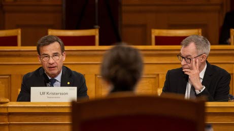 Statsminister Ulf Kristersson (M) frågas ut i Andrakammarsalen i Östra riksdagshuset 