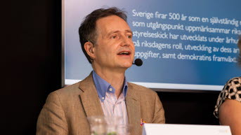 Hans Hegeland under samtalet Byråkrati, tjänstemän och makt under 500 år och Sveriges väg till dagens professionella byråkrati